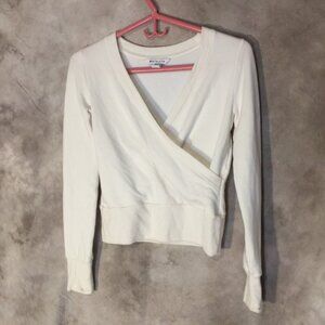 Athleta XXS Snow White Criss Cross Sweater Soft Yoga Top  Pullover